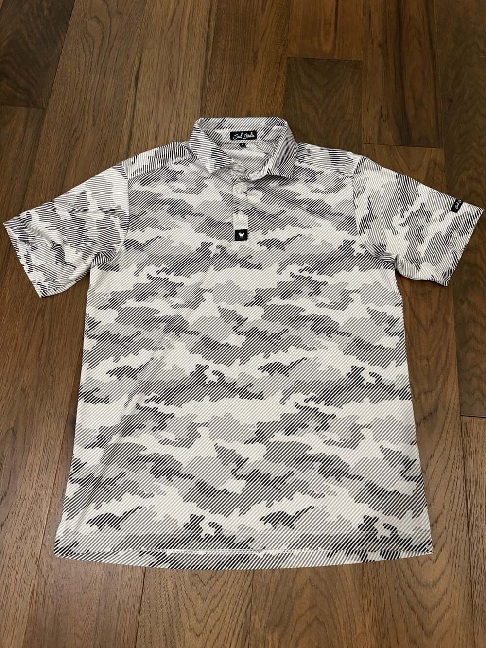 Bad Birdie Frostbite Golf Polo Size M Black White Camo